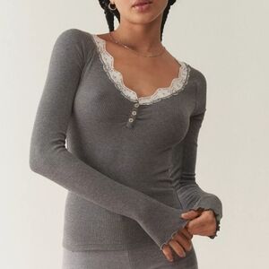 Urban Outfitters Out From Under Diana Layering Lace-Trim Henley Top